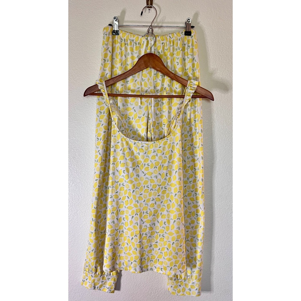 Lemon Print Pajama Set Women Large Lounge Set Summer Sleepwear Cute